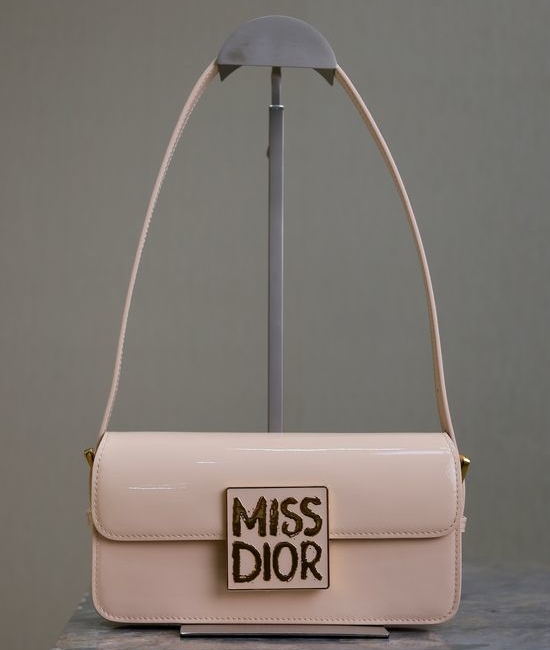 Christian Dior CD Miss Christian Dior CD Beige Patent Leather Flap Bag 2610