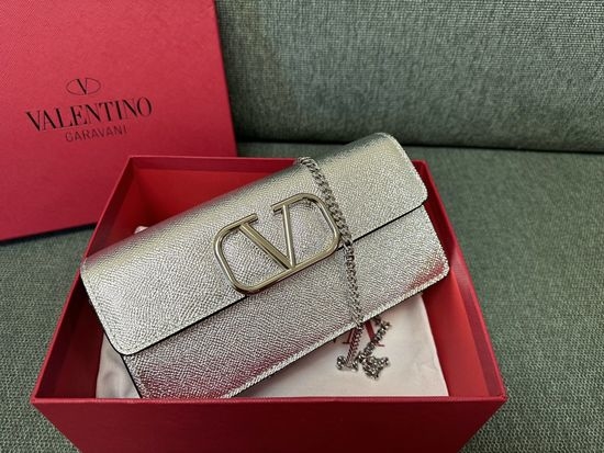 Valentino VLogoSignature Grain Leather Clutch 0093