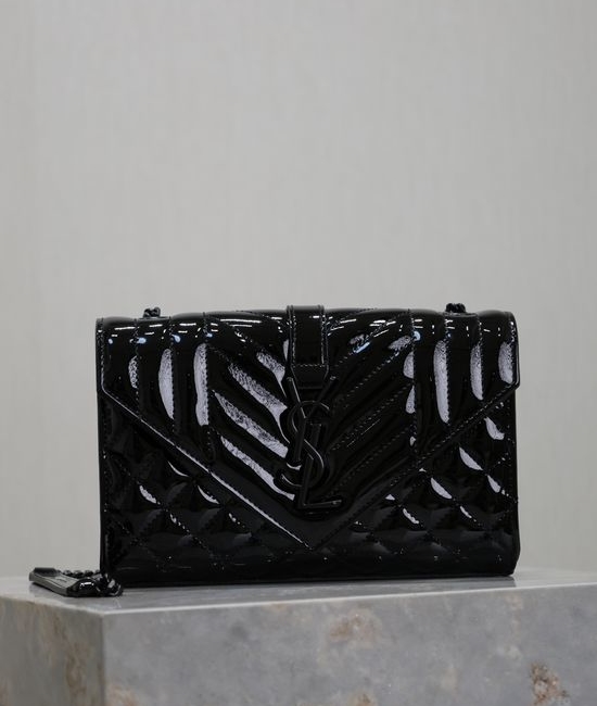 Yves Saint Laurent YSL Envelope Small Quilted Patent Leather Bag 526286