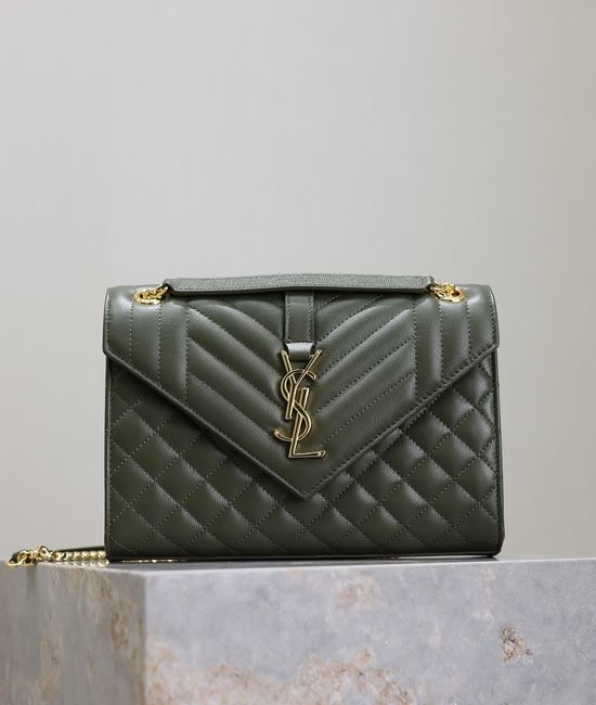 Yves Saint Laurent YSL Envelope Quilted Leather Medium Shoulder Bag 487206