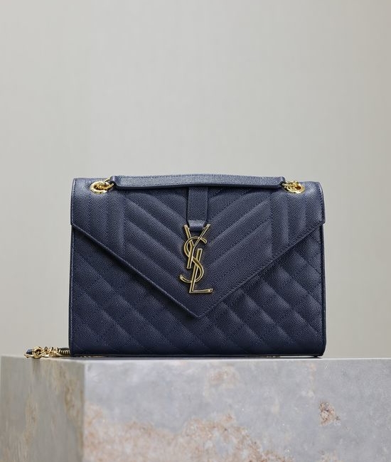 Yves Saint Laurent YSL Envelope Medium Quilted Caviar Leather Bag 487206
