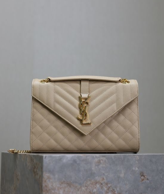 Yves Saint Laurent YSL Envelope Medium Quilted Caviar Leather Bag 487206