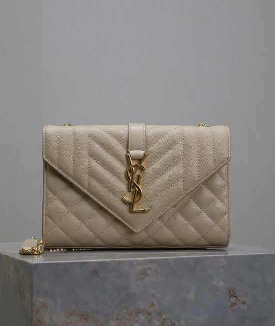 Yves Saint Laurent YSL Envelope V-Stitch Quilted Small Apricot Bag 526286