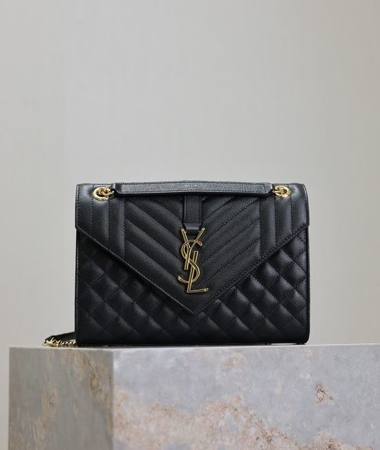 Yves Saint Laurent YSL Envelope Medium Bag Quilted Black 487206