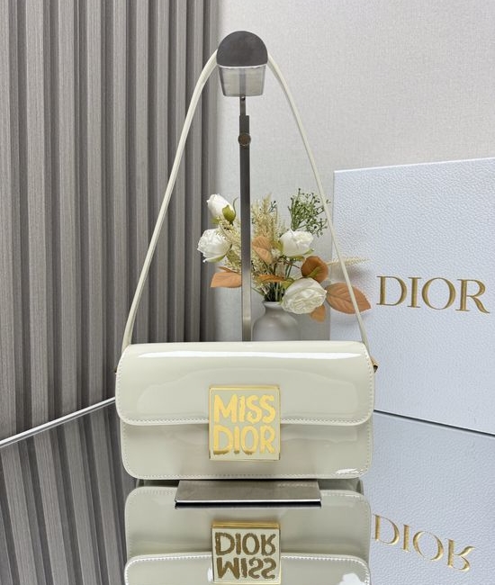Christian Dior CD Miss Christian Dior CD White Patent Leather Handbag 2610