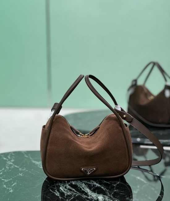 Prada Lindy Handbag Suede Leather With Hardware 1BA451