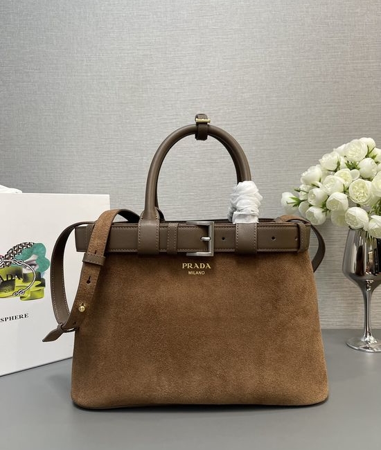 Prada DoubleBag Small Shopping Bag in Suede 1BA434