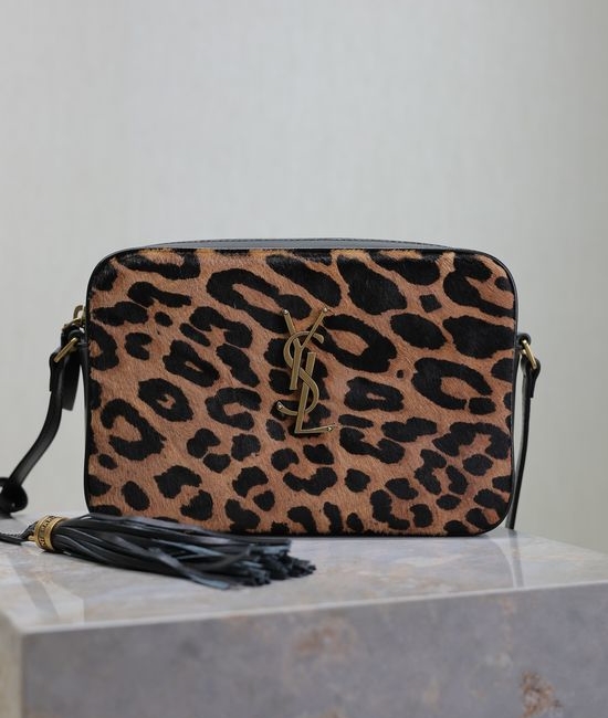 Yves Saint Laurent YSL Lou Leopard Print with Calfskin Camera Bag 520534