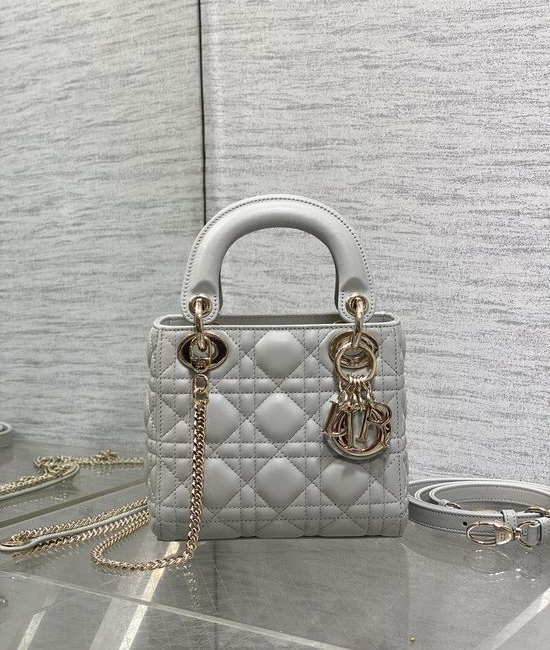 Christian Dior CD Classic Lady Three-Grid Bag in Cloud Gray 6603