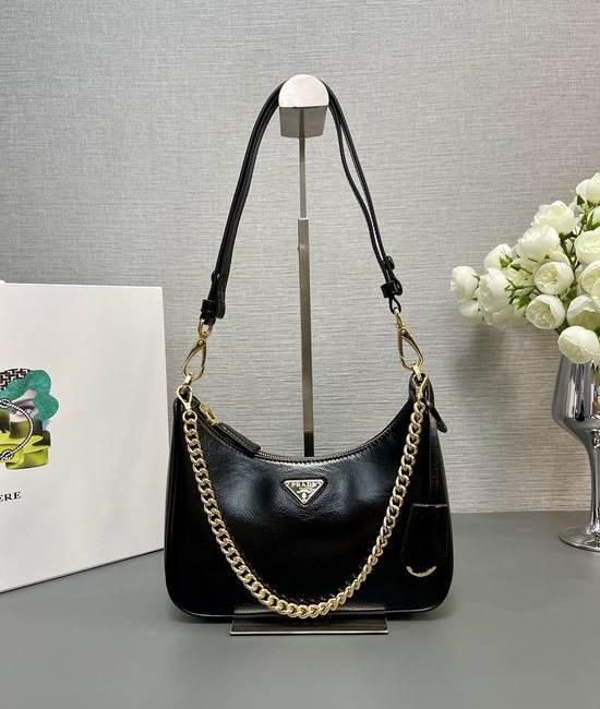 Prada Hobo Convertible Leather Crossbody Bag 1BC204