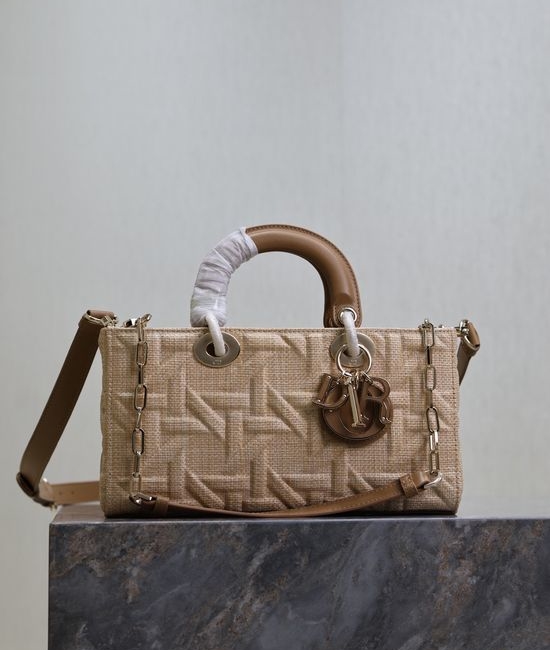 Christian Dior CD Lady D-Joy Raffia Cannage Handbag 0613