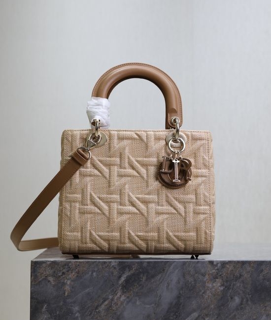 Christian Dior CD Lady Christian Dior CD Raffia Handbag 0565