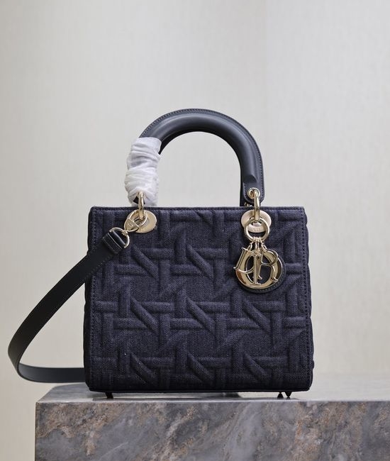 Christian Dior CD Lady Christian Dior CD Medium Denim Cannage Handbag 0565