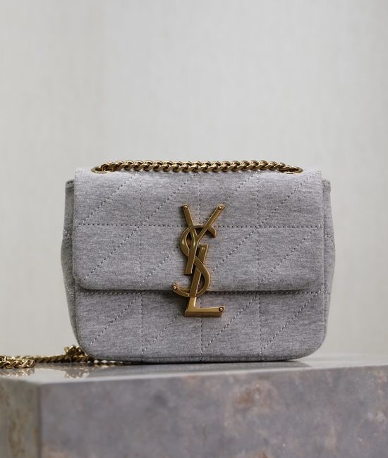 Yves Saint Laurent YSL Gray Jamie Knitted Crossbody Bag 698162