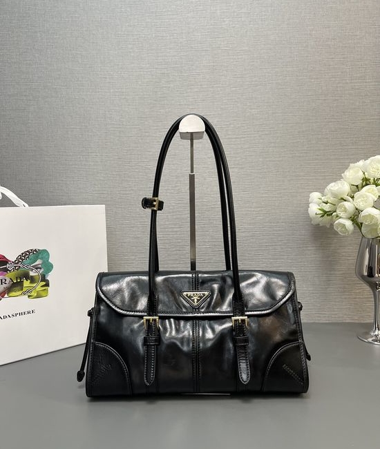 Prada Oil Wax Leather Satchel Classic Magnetic Closure 1BD376