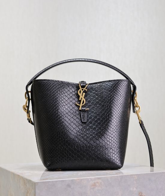Yves Saint Laurent YSL LE 37 Black Snake Water Bucket Bag 749036