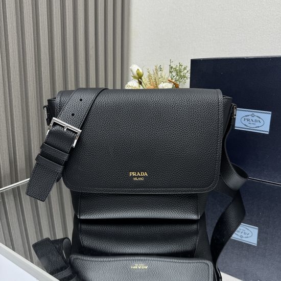 Prada Leather Messenger Bag with Metal Hardware 2VD069