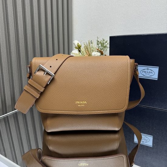 Prada Leather Messenger Bag with Metal Hardware 2VD069