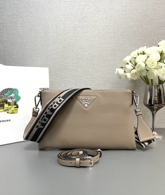 Prada Adjustable Strap Suede Pattern Leather Shoulder Bag 1BH050