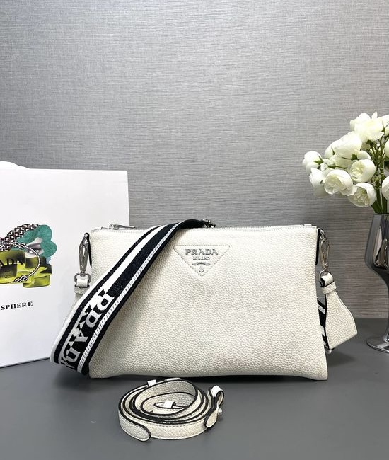 Prada Adjustable Strap Suede Pattern Leather Shoulder Bag 1BH050