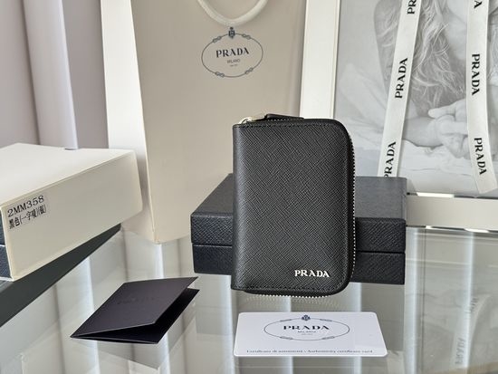 Prada Saffiano Leather Zip Card Holder 2MM358