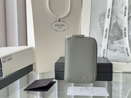 Prada Saffiano Leather Zip Card Holder 2MM358