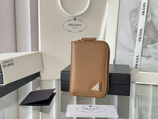 Prada Saffiano Leather Zip Card Holder 2MM358