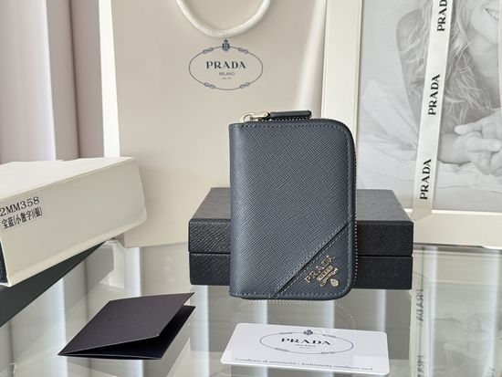 Prada Saffiano Leather Zip Card Holder 2MM358