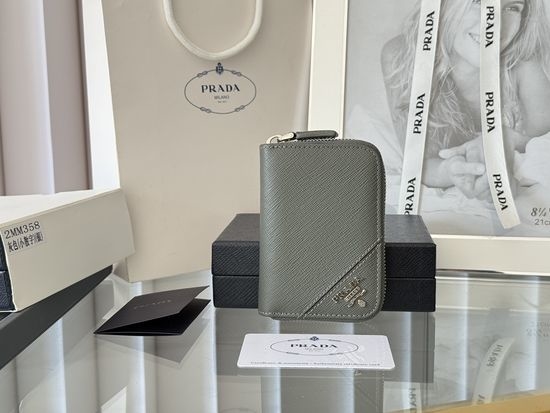 Prada Saffiano Leather Zip Card Holder 2MM358