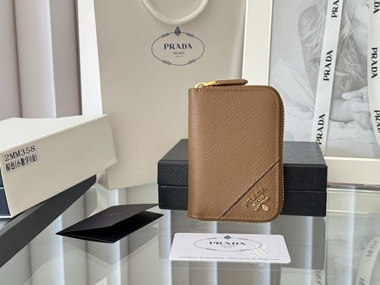 Prada Saffiano Leather Zip Card Holder 2MM358