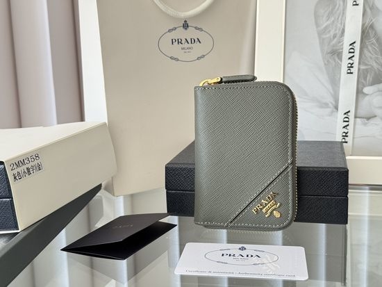 Prada Saffiano Leather Zip Card Holder 2MM358