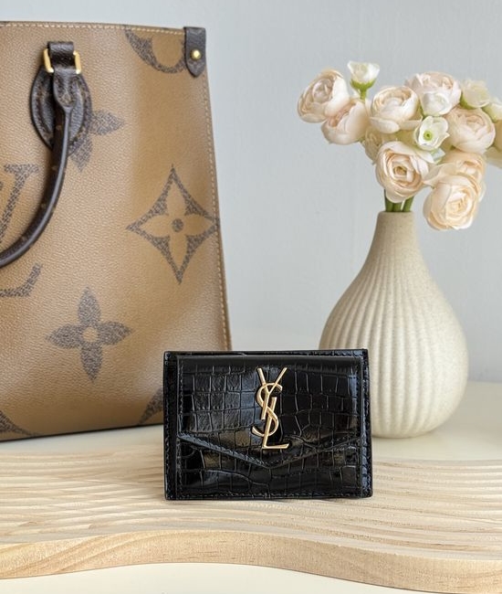 Yves Saint Laurent YSL Card Holder Crocodile Leather 582305