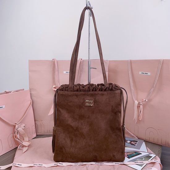 Miu Miu Tassel Drawstring Suede Tote Bag 5BG303