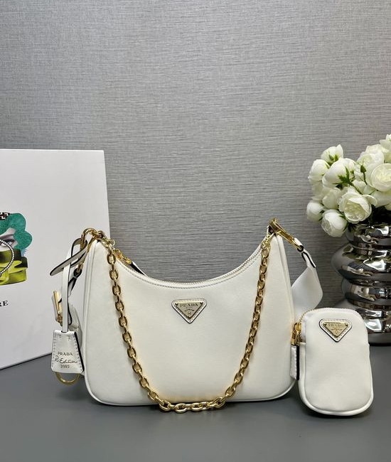 Prada Hobo Convertible Leather Bag 1BH204
