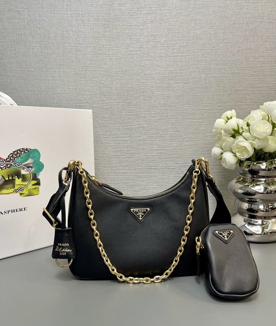 Prada Hobo Convertible Leather Bag 1BH204
