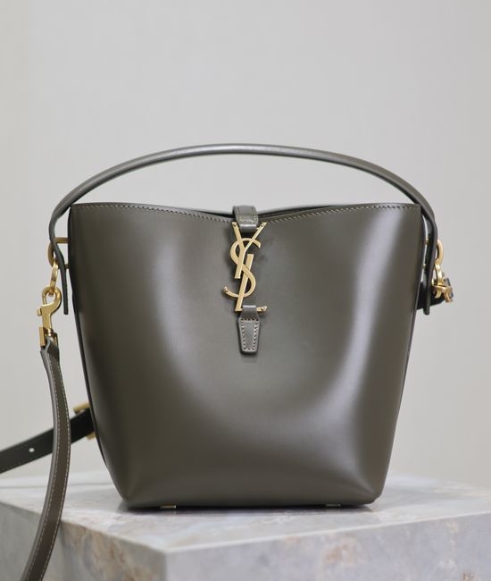Yves Saint Laurent YSL LE 37 Small Bucket Bag Musk Green Italian Calfskin 749036