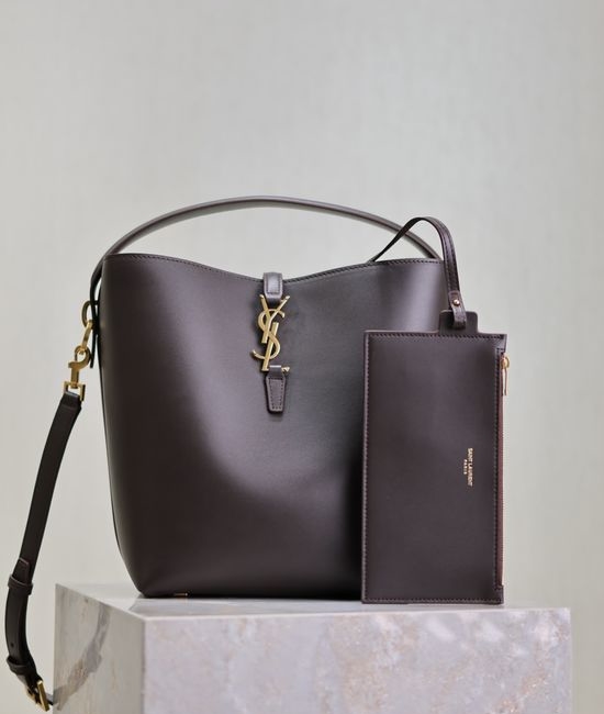 Yves Saint Laurent YSL LE 5A7 Coffee Bucket Bag with Metal Feet 742828