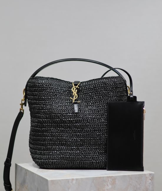 Yves Saint Laurent YSL LE 37 Woven Raffia Bucket Bag 742828