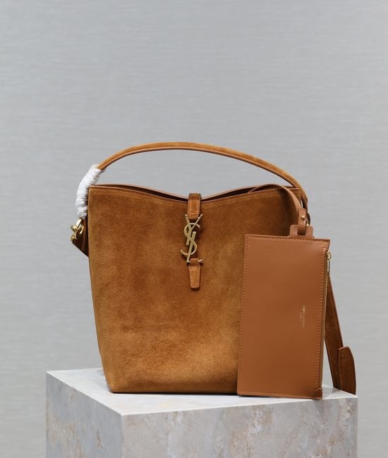 Yves Saint Laurent YSL LE 5A7 Bucket Bag Italian Suede Leather 742828