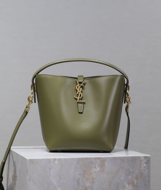 Yves Saint Laurent YSL LE 37 Small Bucket Bag Turquoise Italian Calfskin 749036