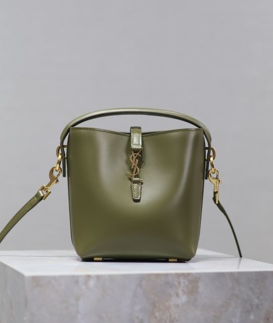 Yves Saint Laurent YSL Mini Bucket Bag Turquoise Elegant Logo Clasp LE 37 765870