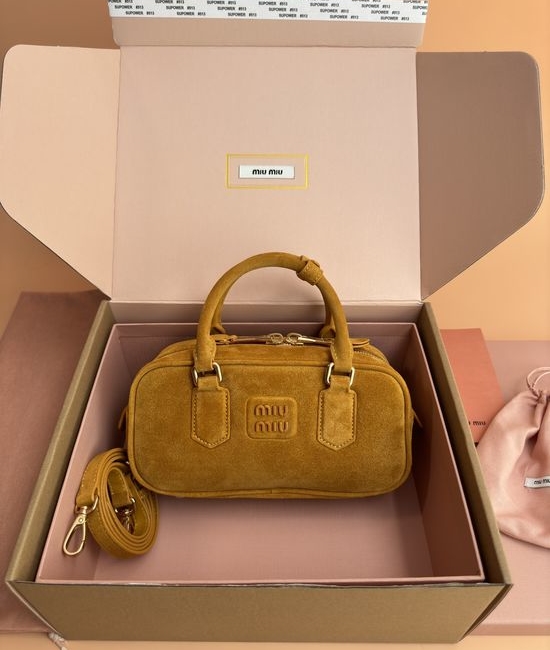 Miu Miu Arcadie Suede Bowling Handbag 5BB142