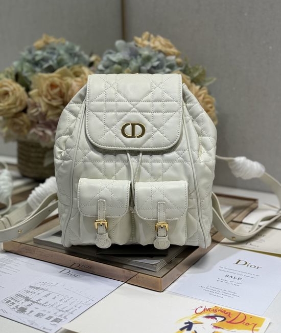 Christian Dior CD Caro White Medium Backpack 6301