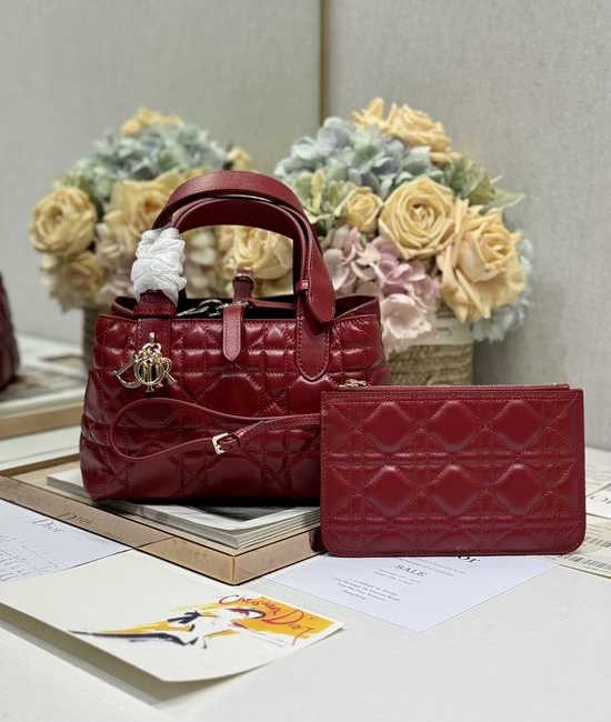Christian Dior CD Toujours Burgundy Leather Handbag 1188