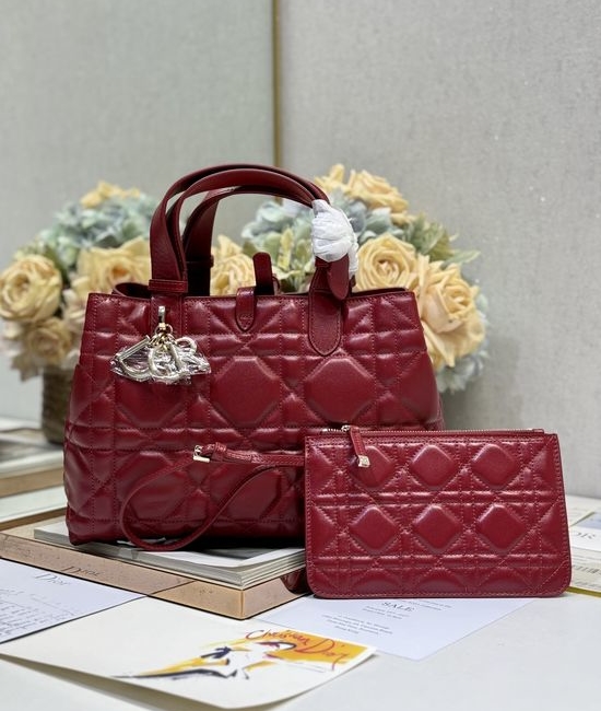 Christian Dior CD Toujours Burgundy Leather Handbag 1188