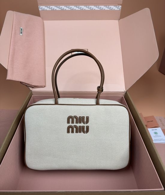 Miu Miu Beau Canvas Tote Shoulder Bag 5BB117