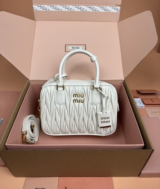 Miu Miu Arcadie Matelasse Lambskin Bowling Bag 5BB124