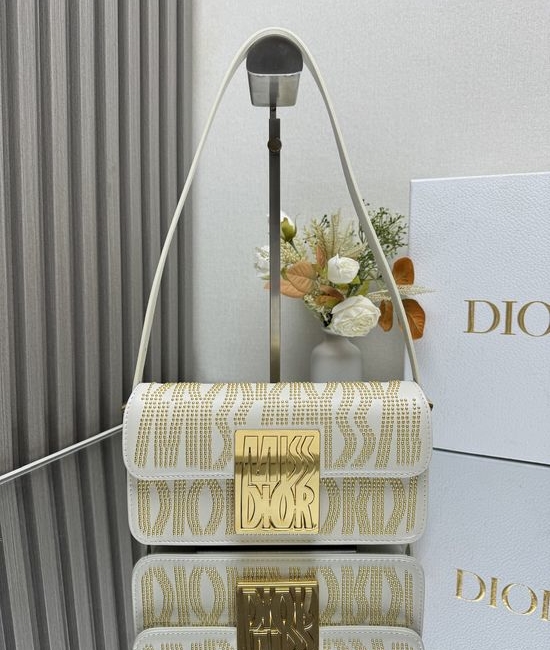 Christian Dior CD Miss Christian Dior CD Flap Bag White Stud 2610