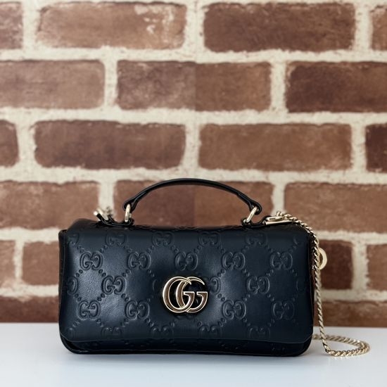Gucci Crossbody Bag Black Embossed 806017