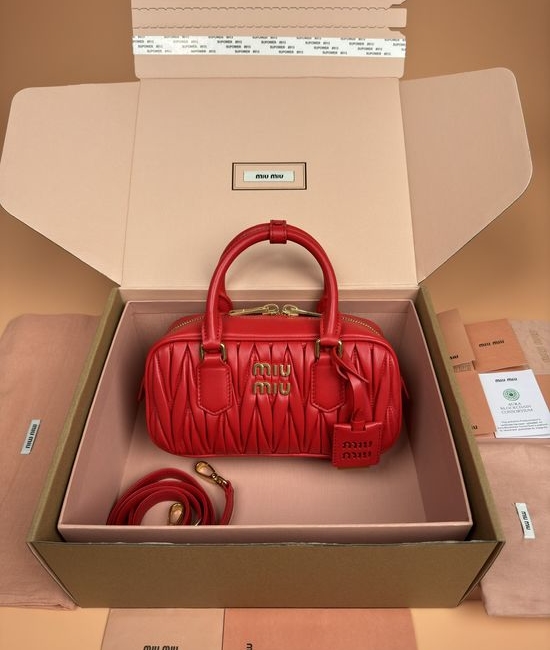 Miu Miu Arcadie Matelasse Lambskin Bowling Bag 5BB142